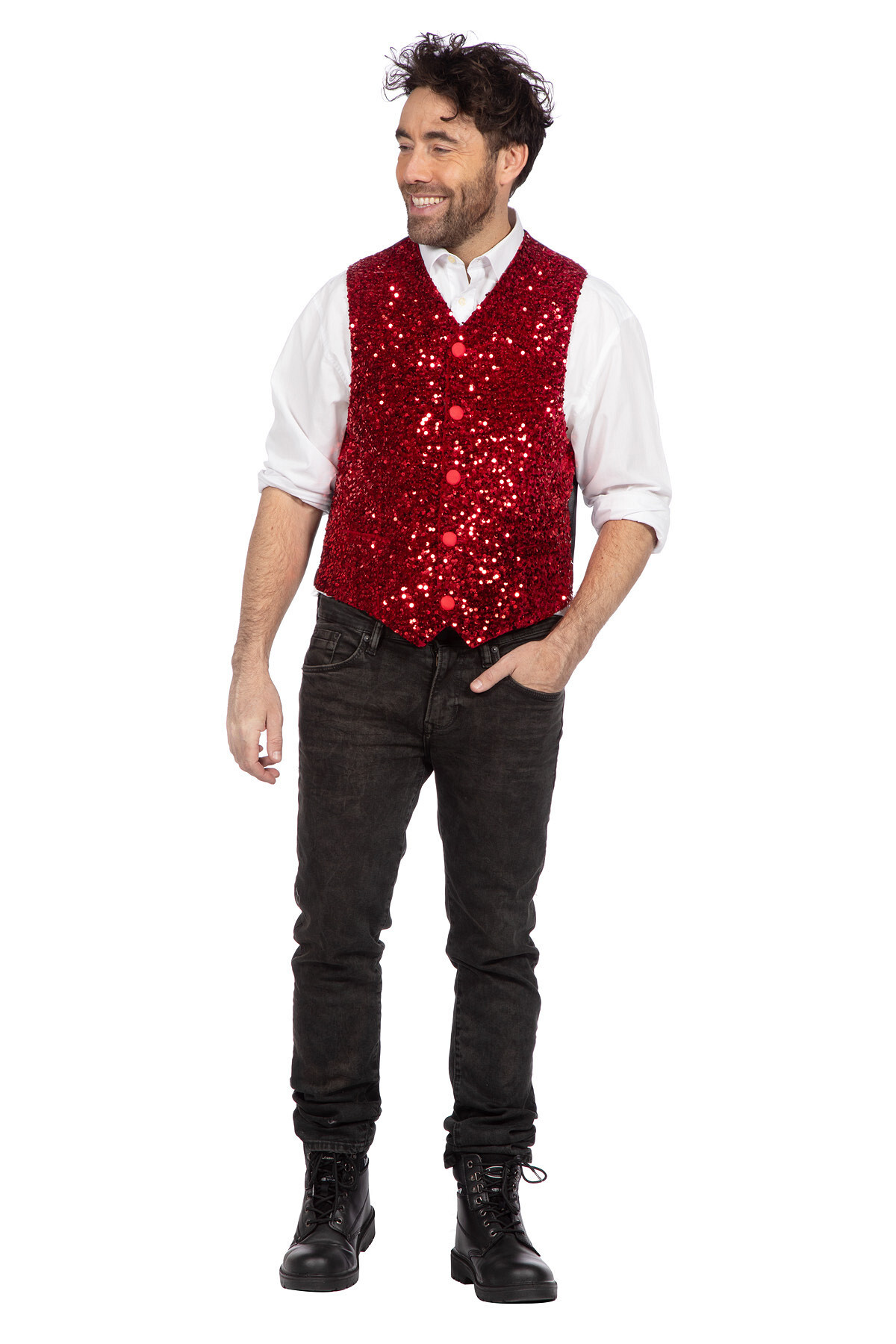 Luxe vest pailletten rood