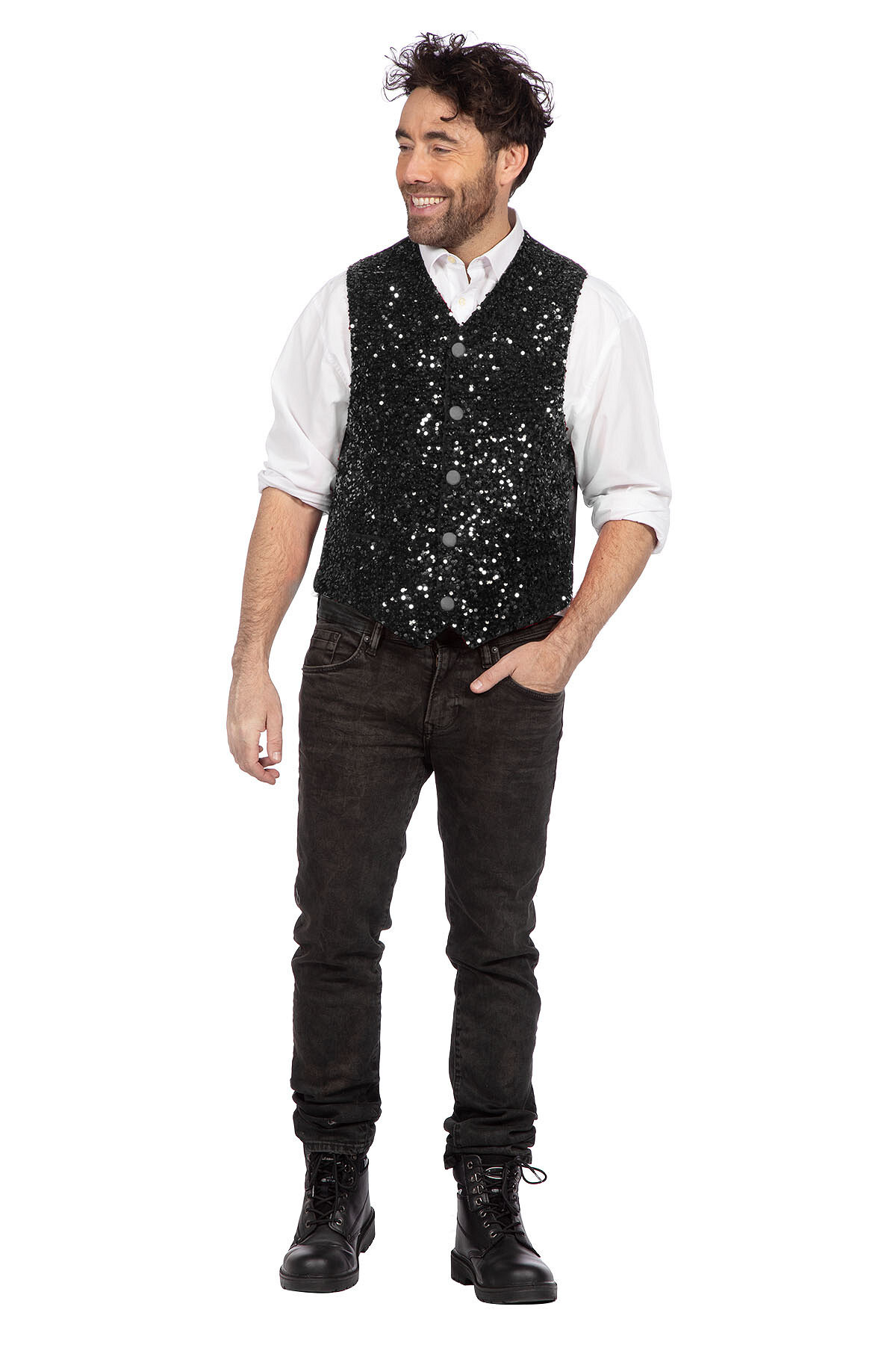 Luxe vest pailletten zwart