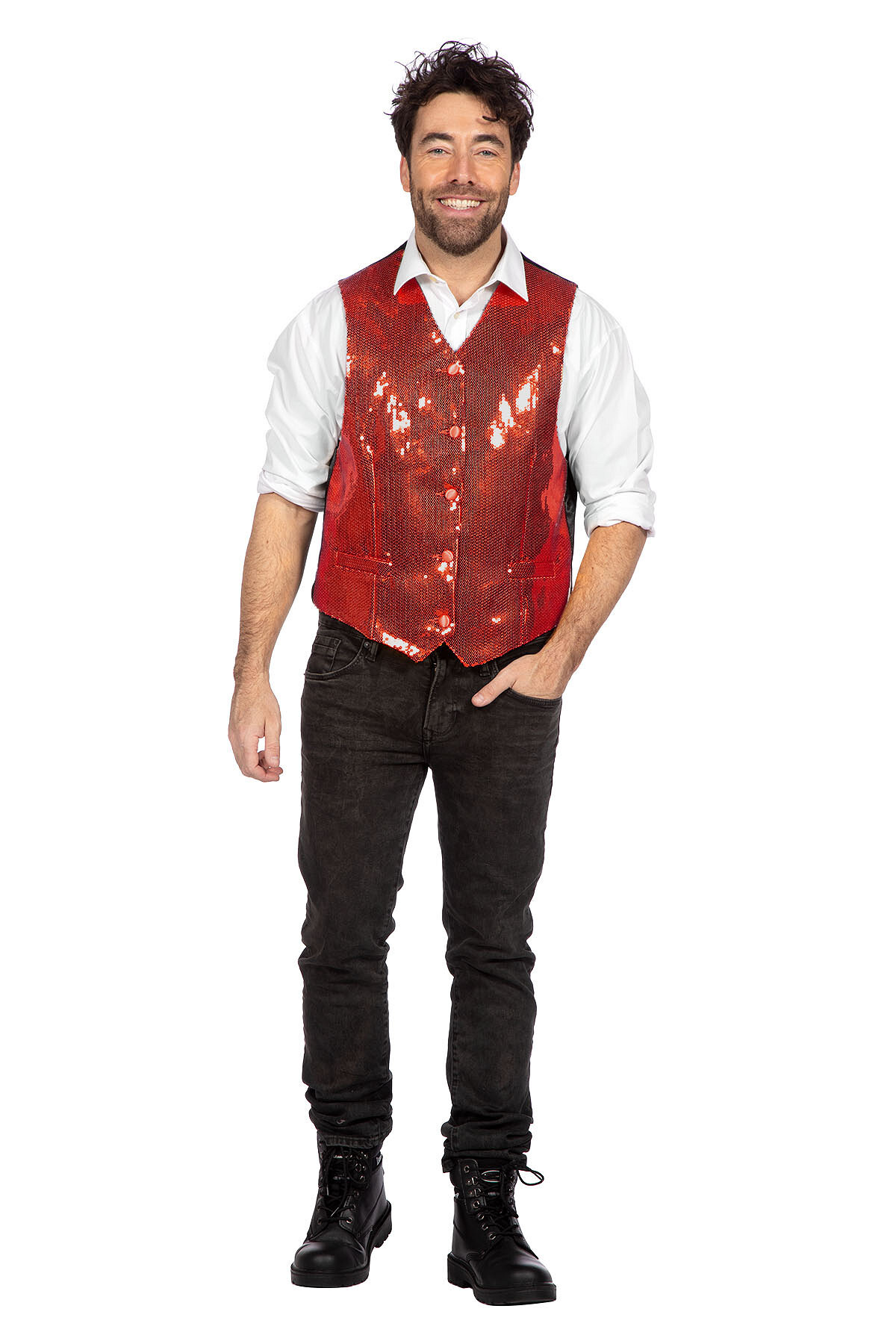 Luxe vest pailletten rood