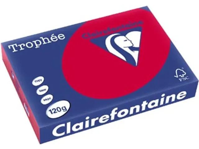 Clairefontaine Trophee A4 120gr Kersenrood 250vel afbeelding