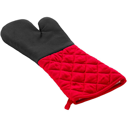 Ovenhandschoen 40x18 cm zwart-rood