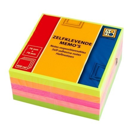 Zelfkl memo's gekleurd 400/ 76x76mm afbeelding