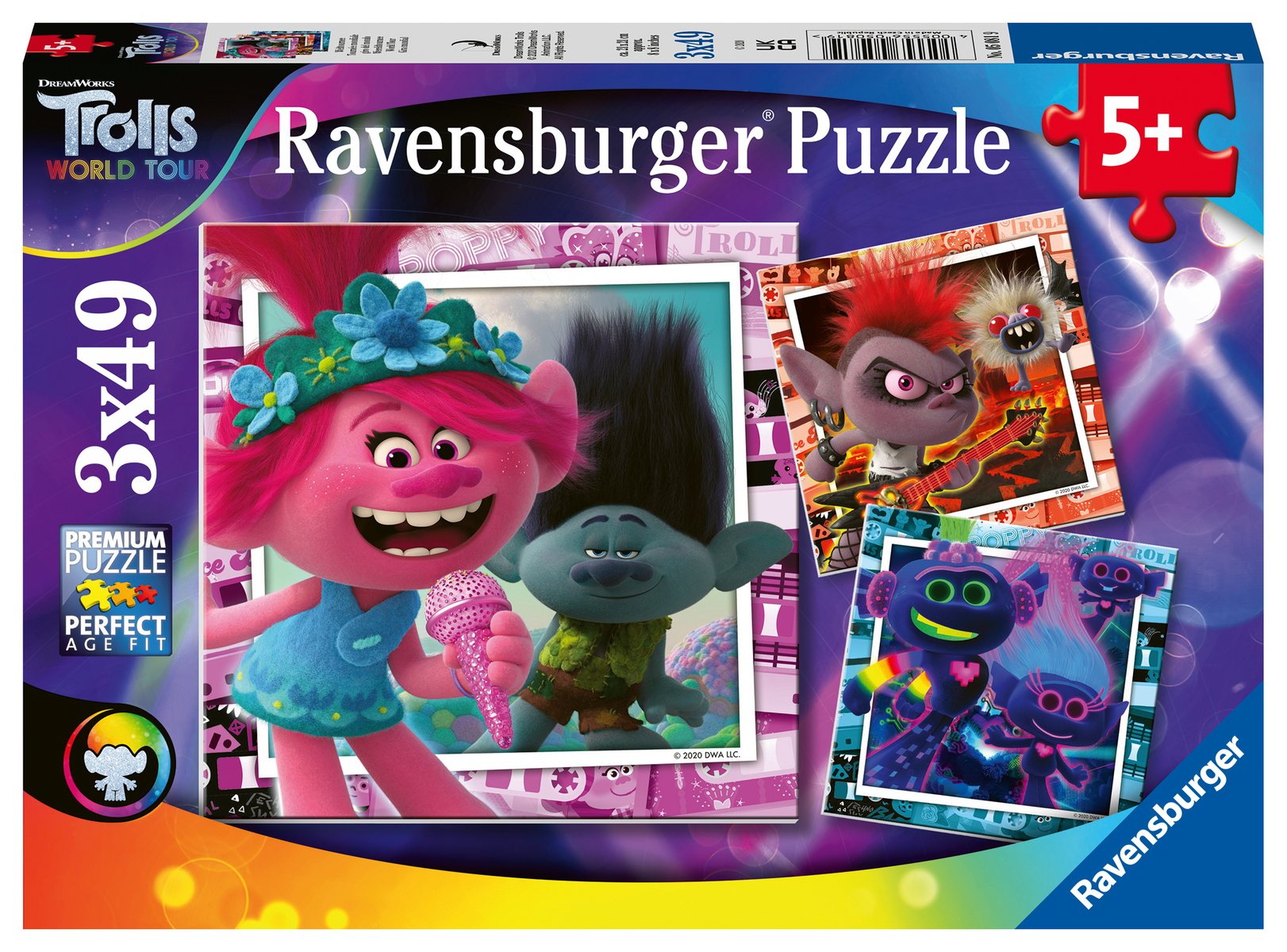 Ravensburger puzzel trolls 2 world tour 3x49 stukjes afbeelding