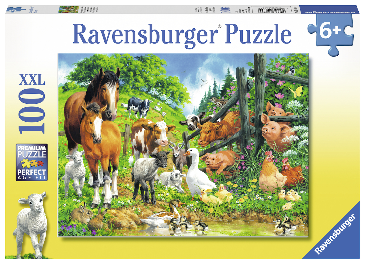 Ravensburger puzzel dierenbijeenkomst 100 XXL stukjes afbeelding
