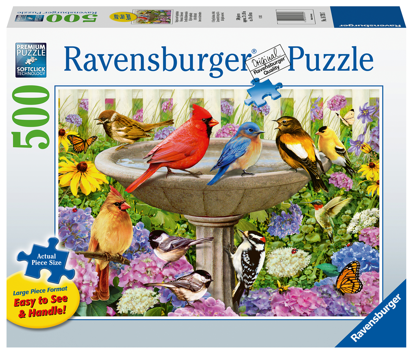 Ravensburger puzzel Bij het vogelbadje 500 XL stukjes