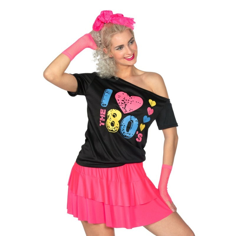 Shirt I love the 80's zwart