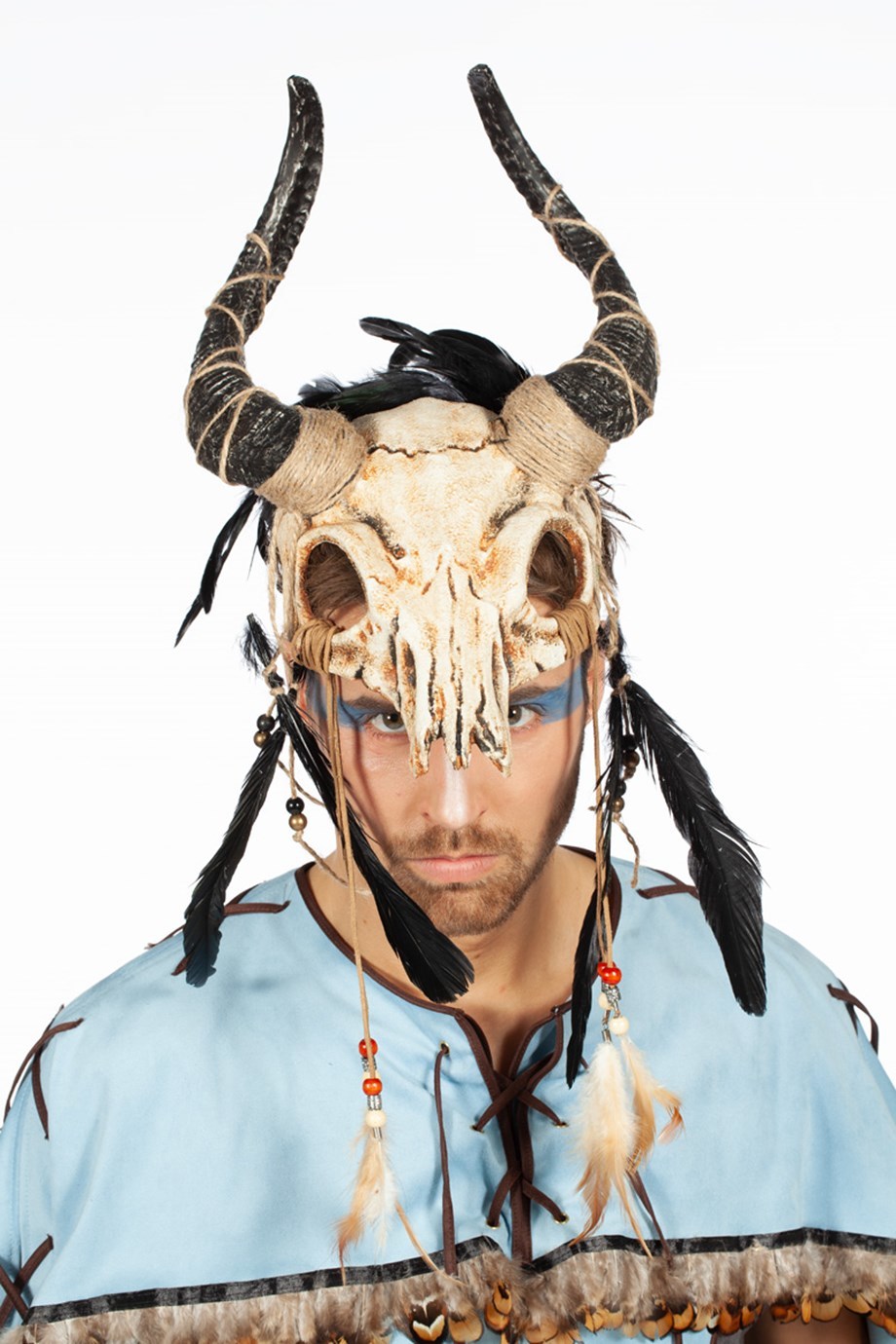 Masker wit Skelet met horens