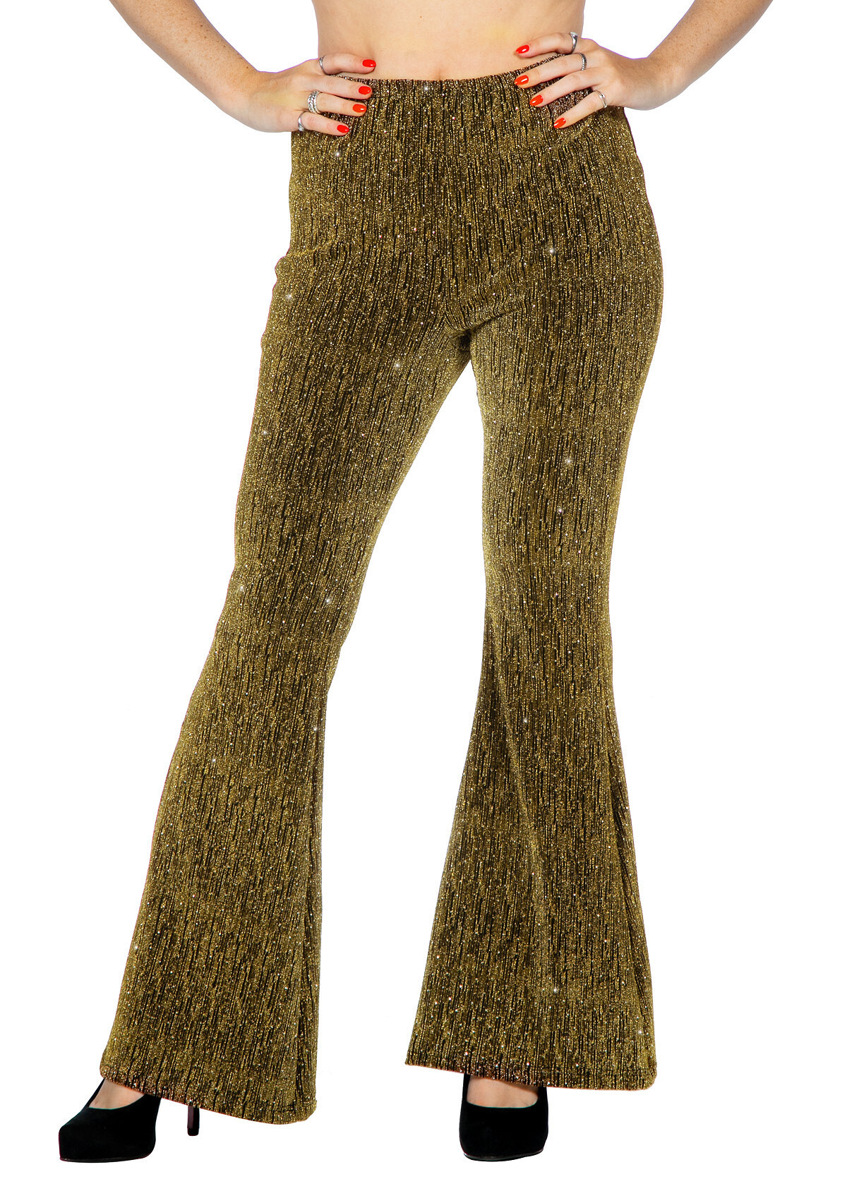 Party glitter broek goud flared