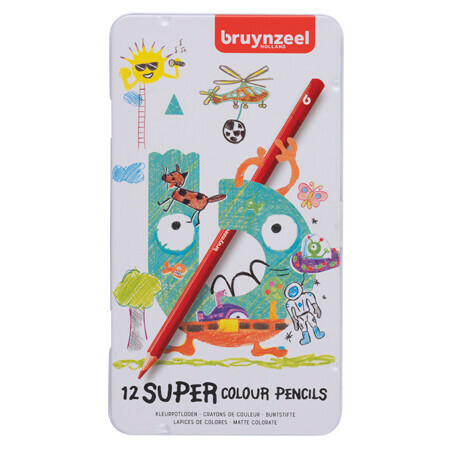 Bruynzeel-sakura Bruynzeel Kids super kleurpotloden 12 stuks in blik afbeelding