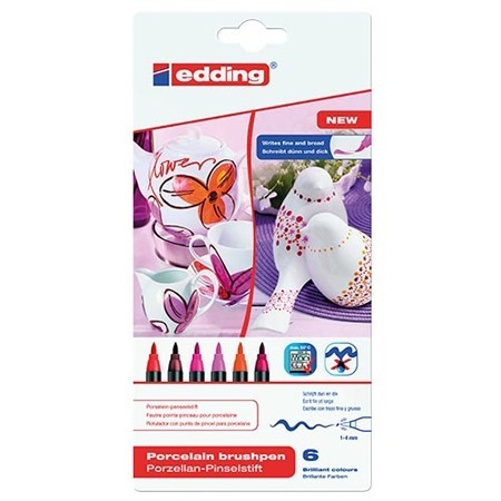 Edding stift 4200 porselein brush warm 6 stuks