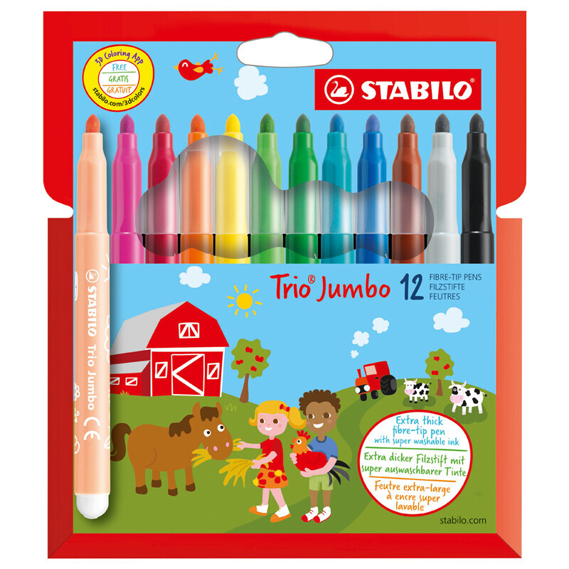 Stabilo trio jumbo viltstiften 12 stuks afbeelding