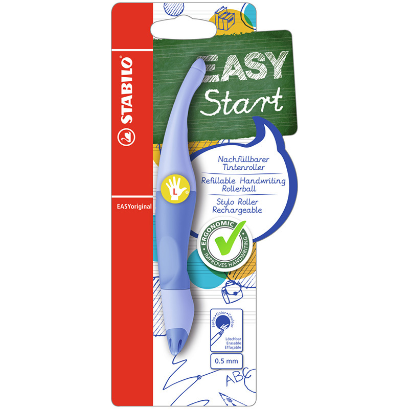 Stabilo easy rollerbal links pastel blauw