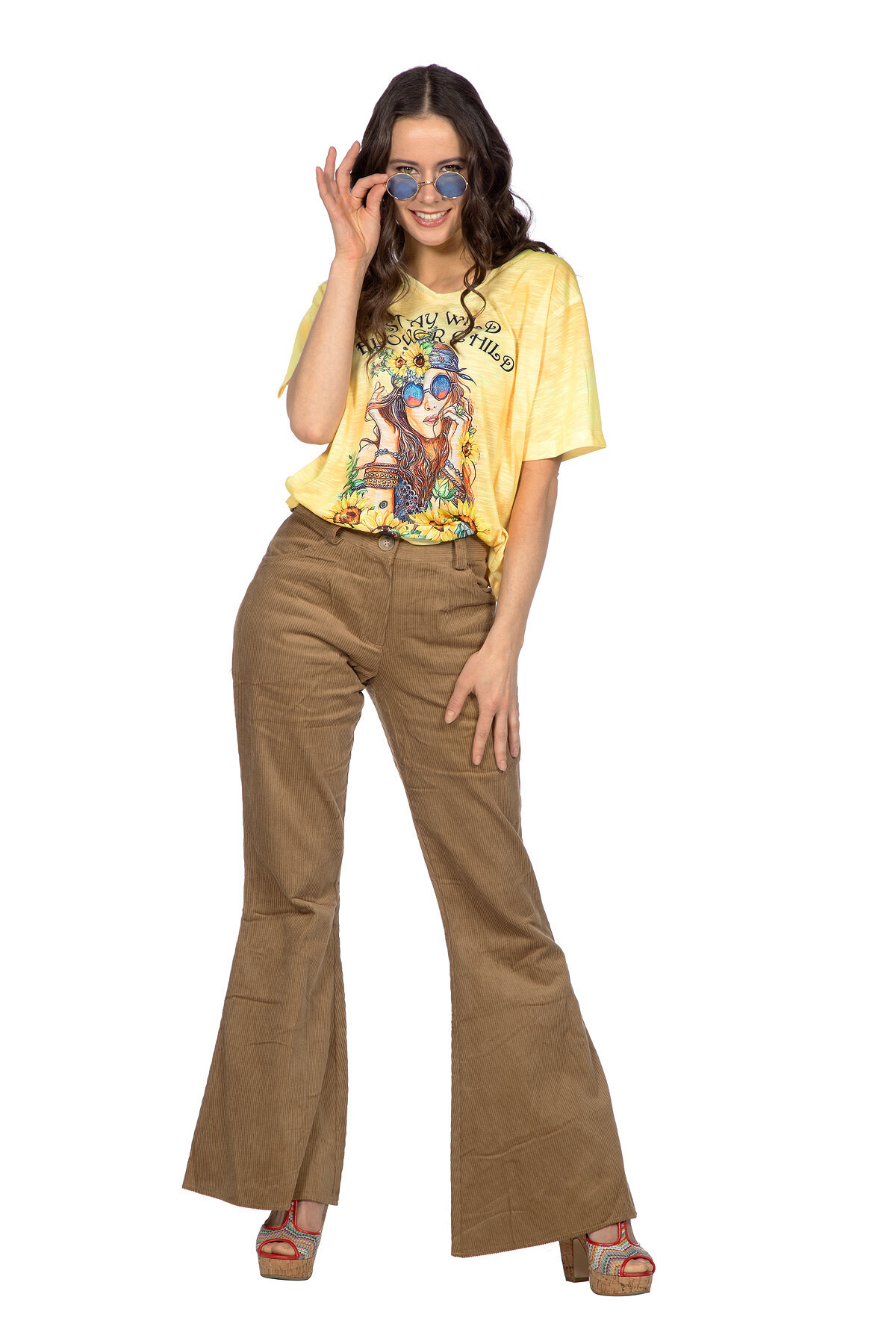 Broek flairpijp ribfluweel