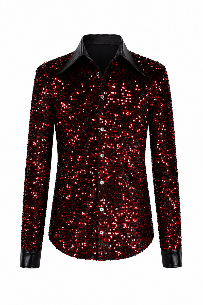Pailletten blouse Disco star rood