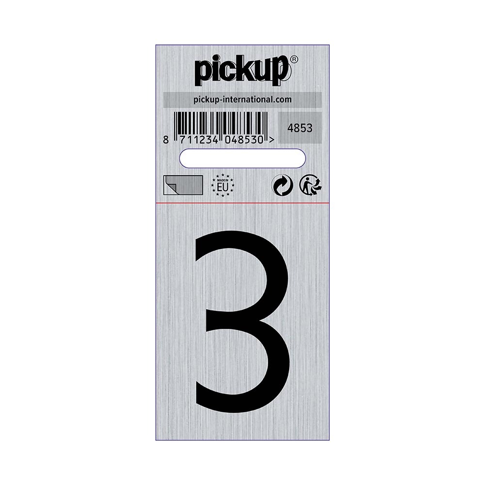 Pickup bord alulook cijfer 3 44x60 mm zelfklevend