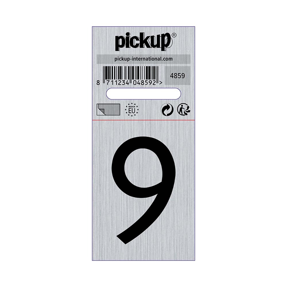 Pickup bord alulook cijfer 9 44x60 mm zelfklevend