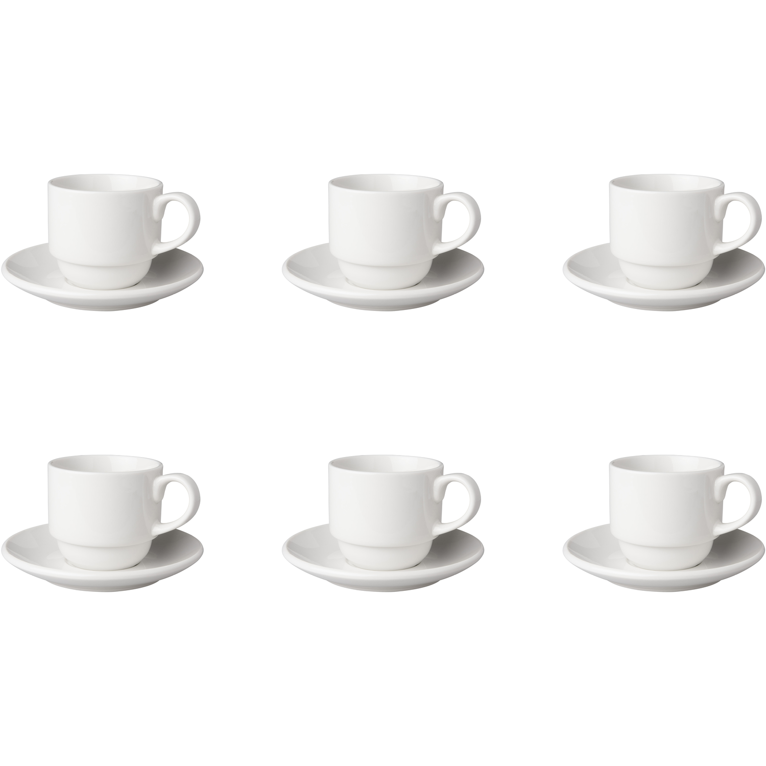 Mammoet Kop en schotel Budgetline Breed 20 cl 13.5 cm wit 6 stuks