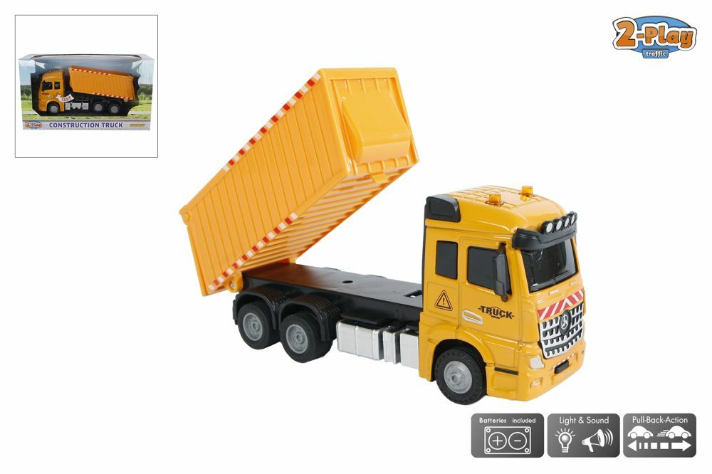 2-Play bouwtruck kiepwagen die cast pb licht en geluid 17cm afbeelding