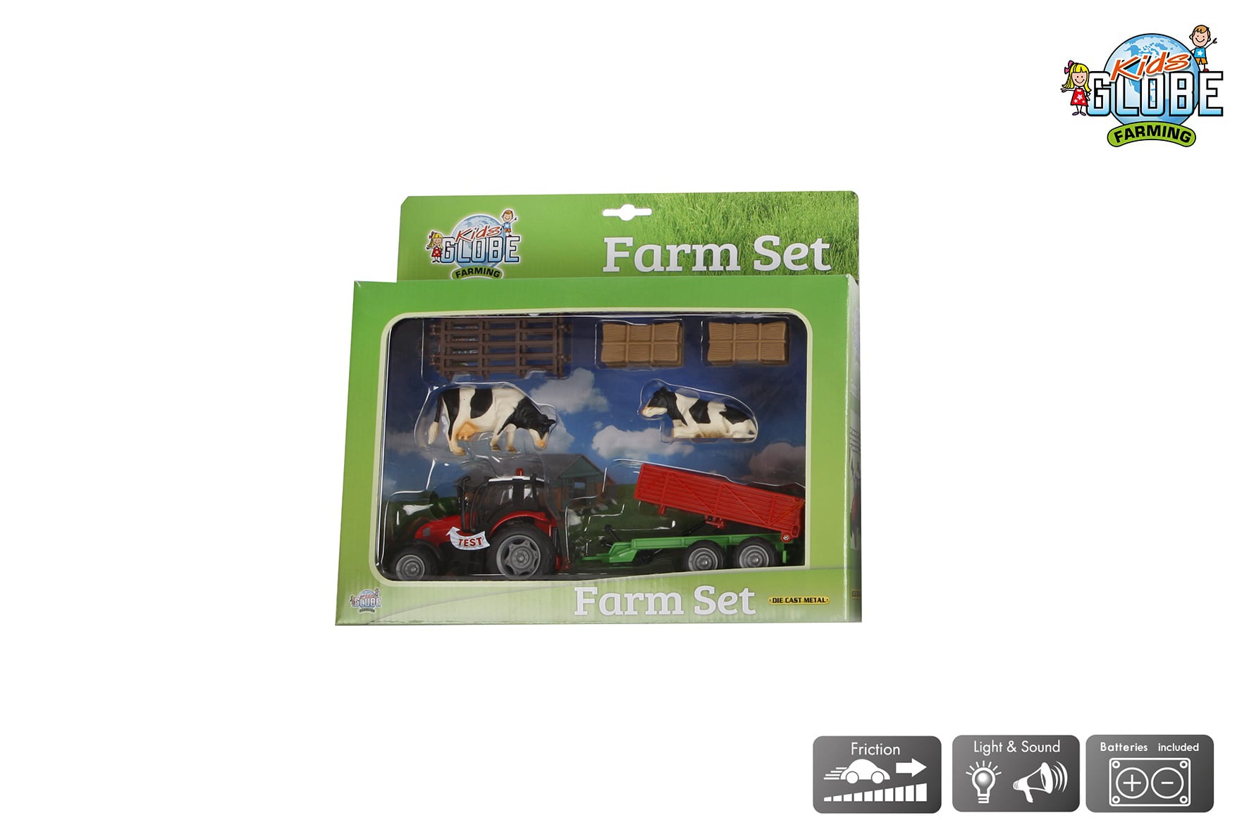Kids Globe Farming Farming set Tractor met rode kiepkar afbeelding