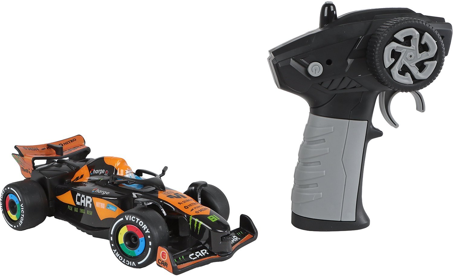 Roadstar Formula race auto zwart/oranje met licht 2.4GHz 13,5cm incl 3.7V accu