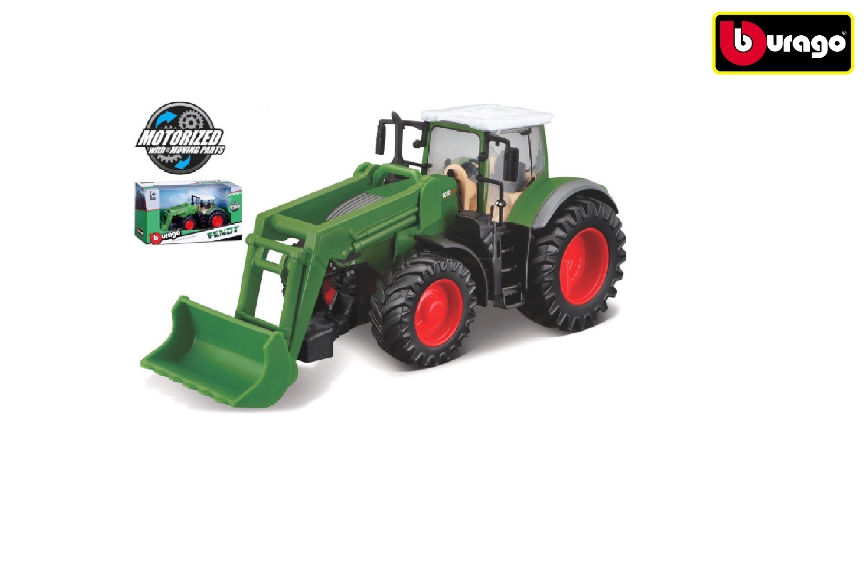 Bburago Tractor Fendt 1050 Vario met voorlader frictie 10cm