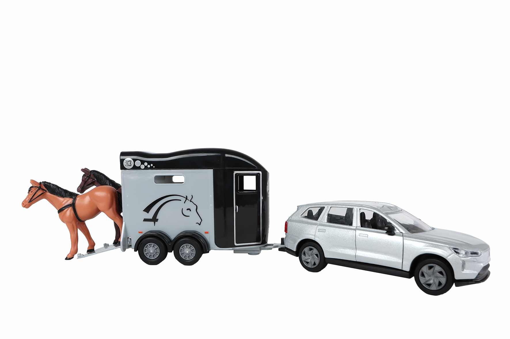 Kids Globe Volvo EX90 met Cheval Liberte paardentrailer die cast pull back 28cm