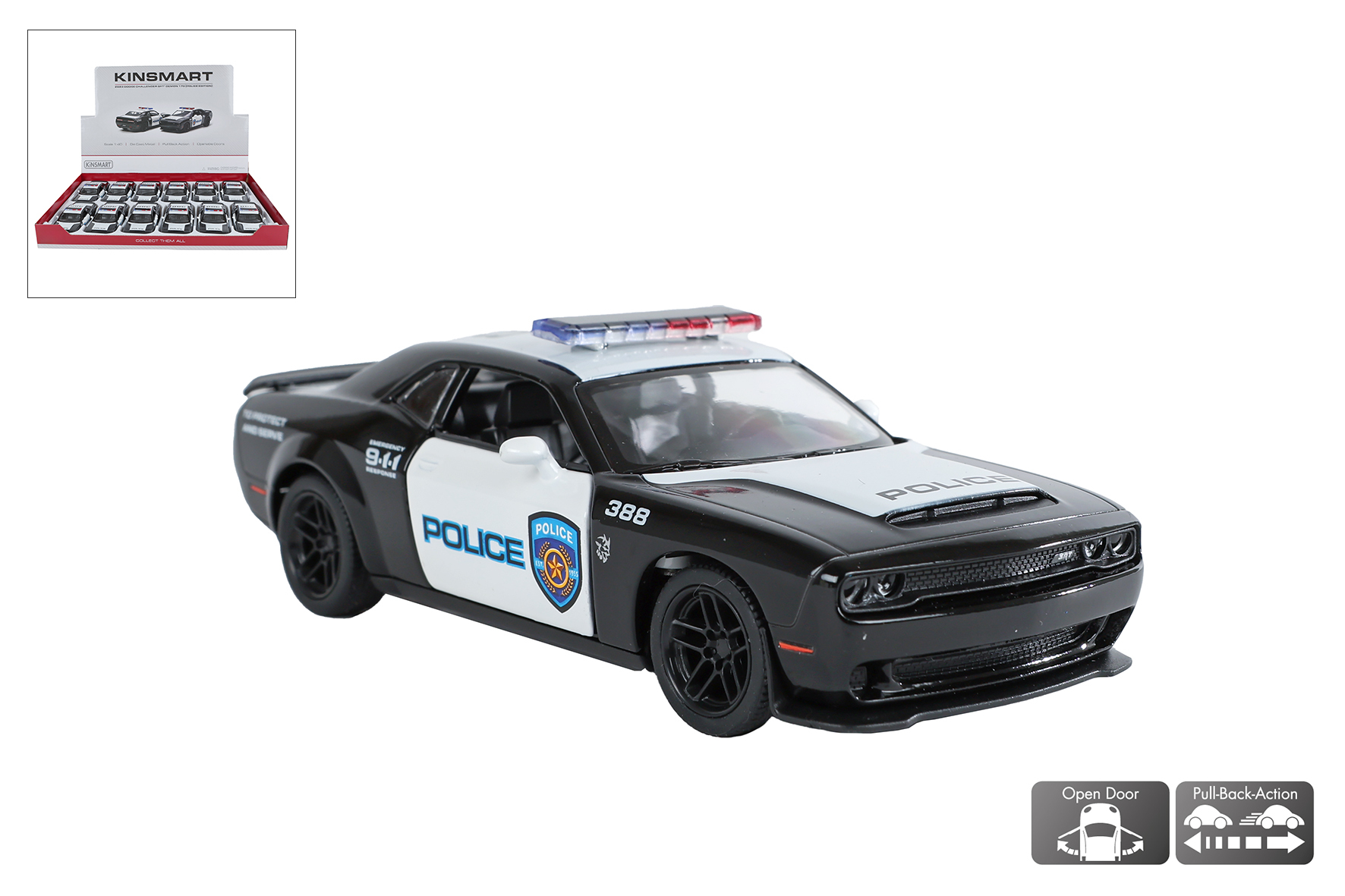 Kinsmart Dodge Challenger SRT Demon 170 Police die cast pull back 12cm