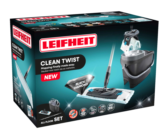Leifheit Clean twist vloerwisser met klittenband zwart