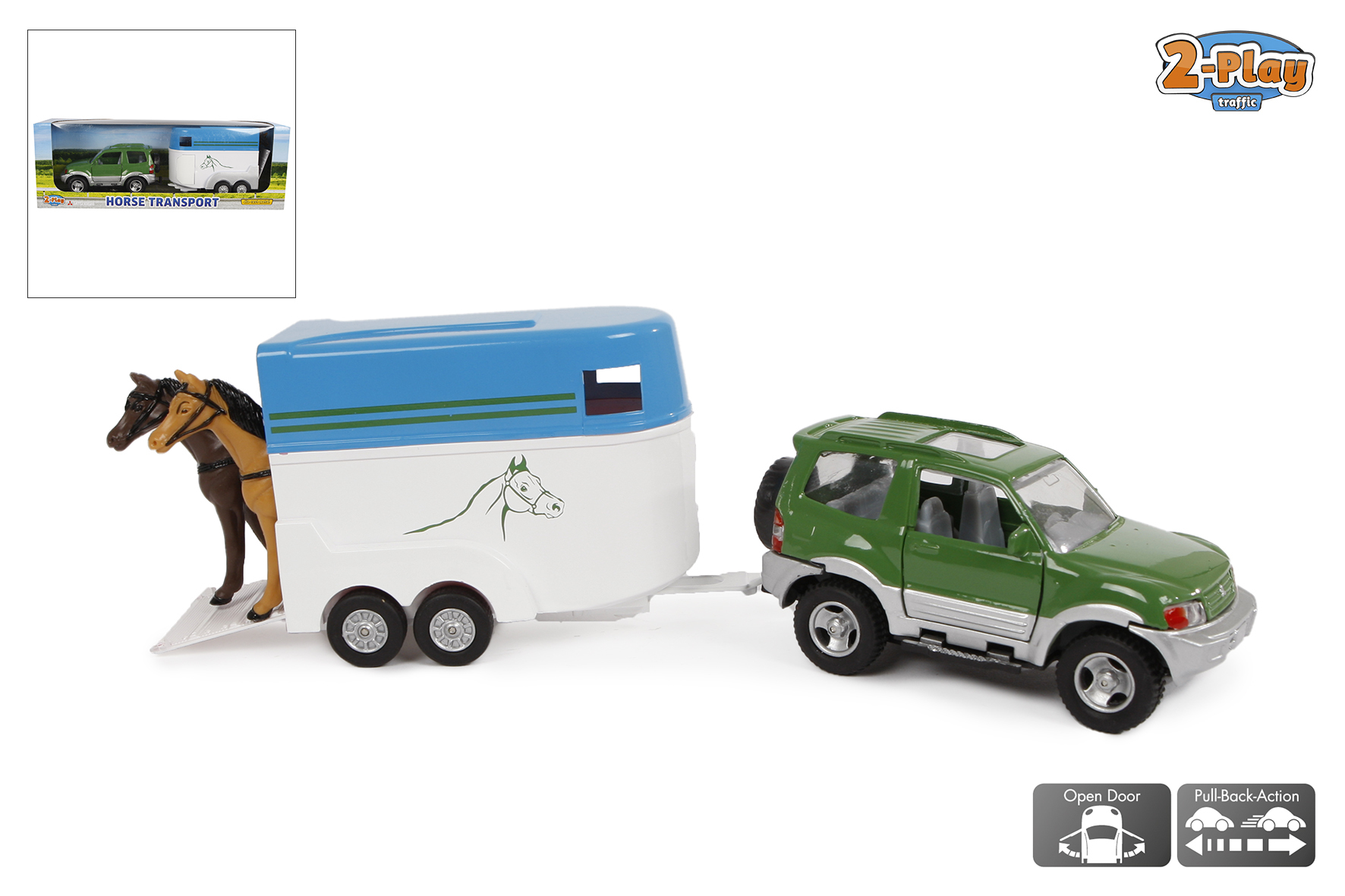 Terreinwagen met paardentailer