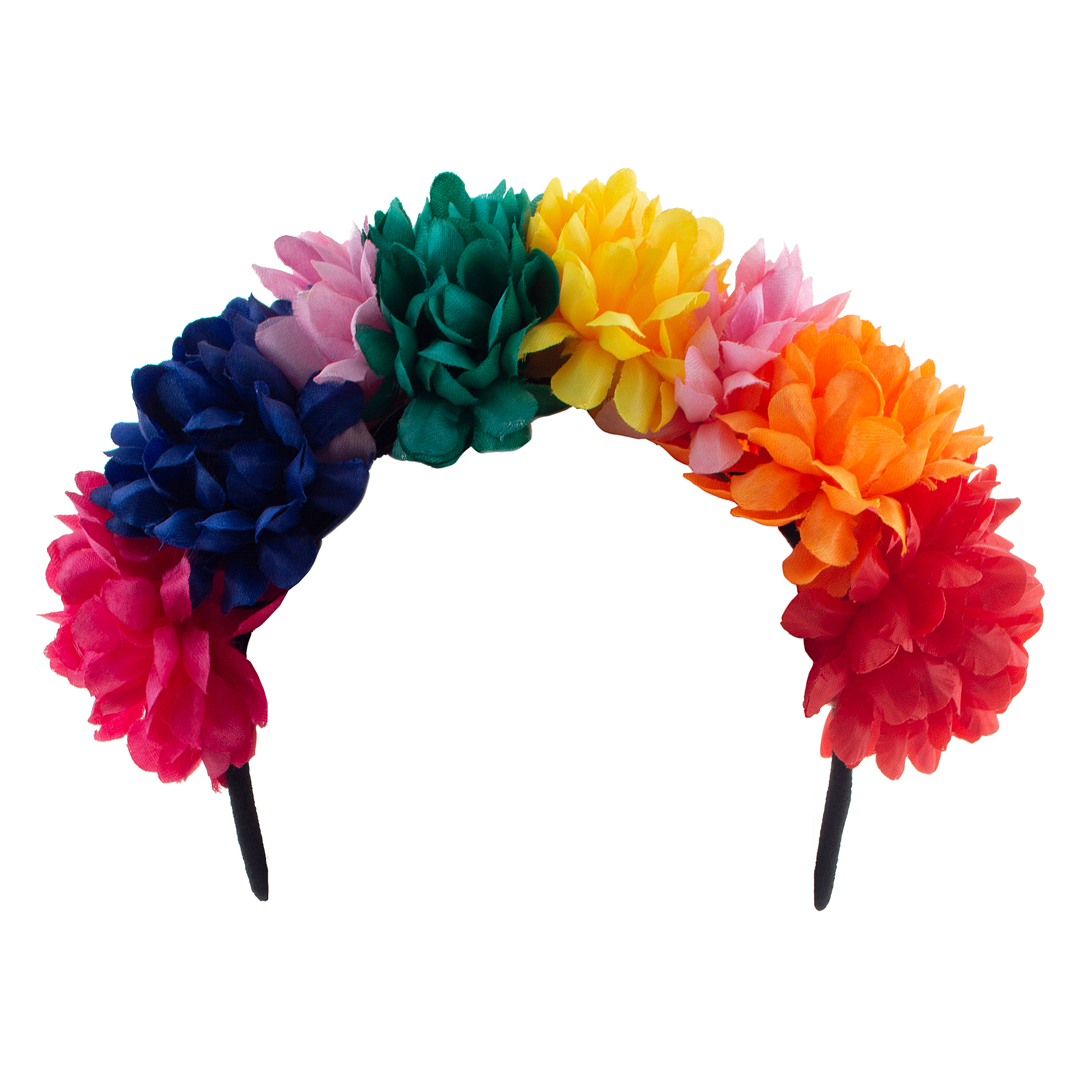 Diadeem met bloemen veelkleurig