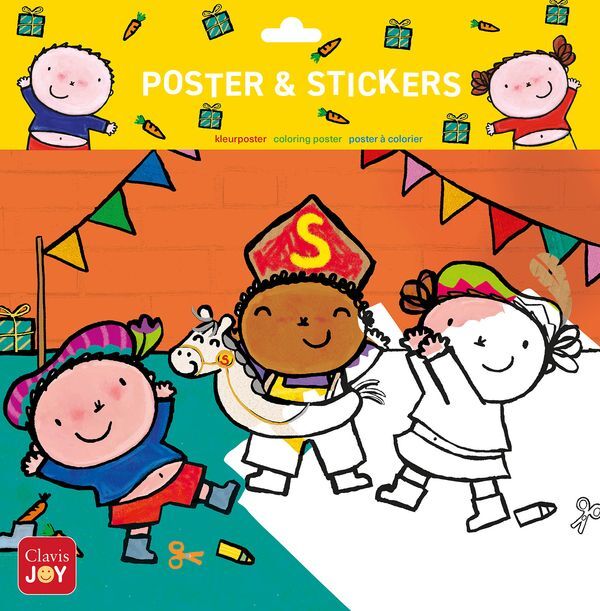 Kleurposter Karel en Kaatje spelen sinterklaas afbeelding