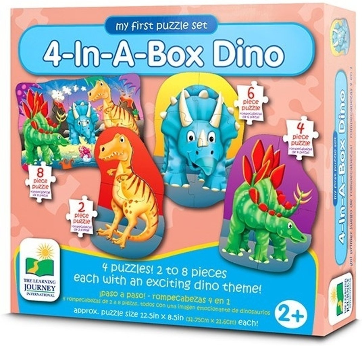 4 dino puzzels 2-4-6-8- stukjes afbeelding