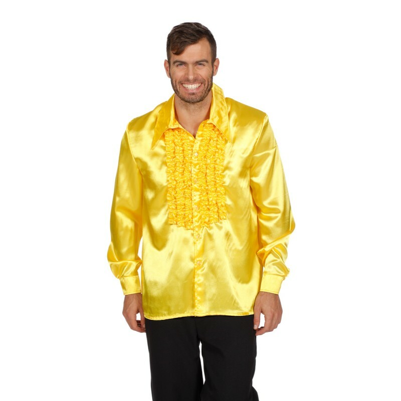 Ruche blouse satijn geel op=op