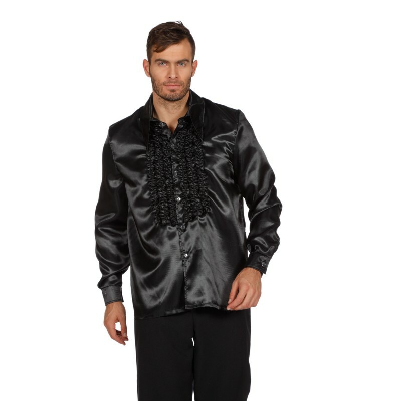 Ruche blouse satijn zwart op=op