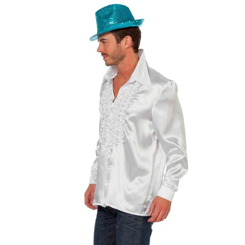 Ruche blouse satijn wit op=op