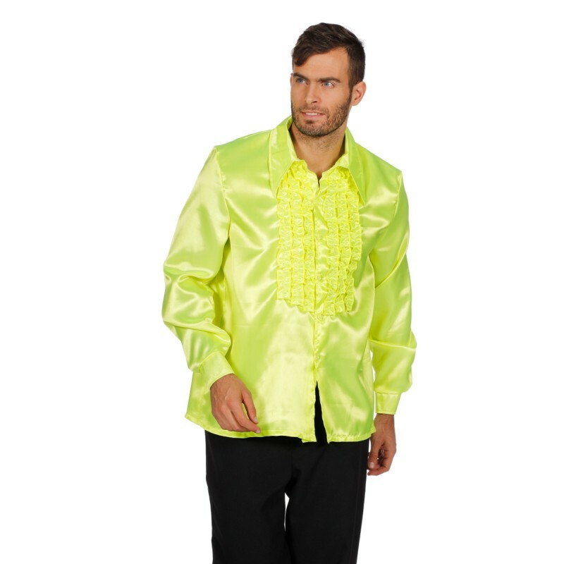 Ruche blouse satijn neon-geel