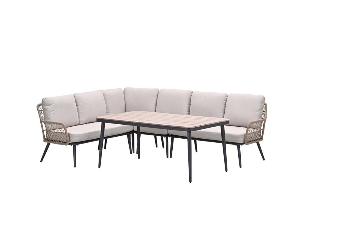 Garden Impressions Allasio lounge dining hoekset 5 delig carbon black met zand