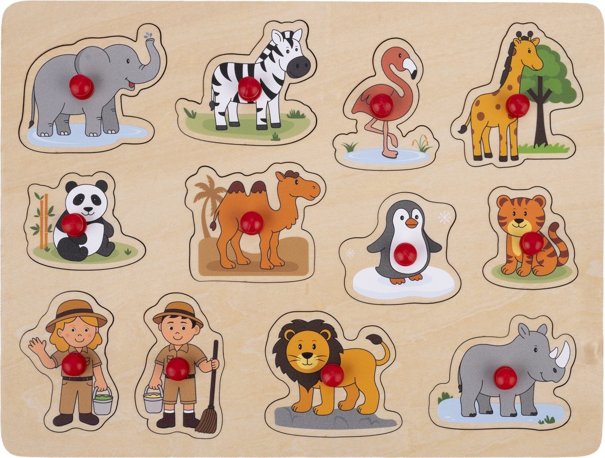 Knoppuzzel Dierentuin puzzel klein - 12 stukjes