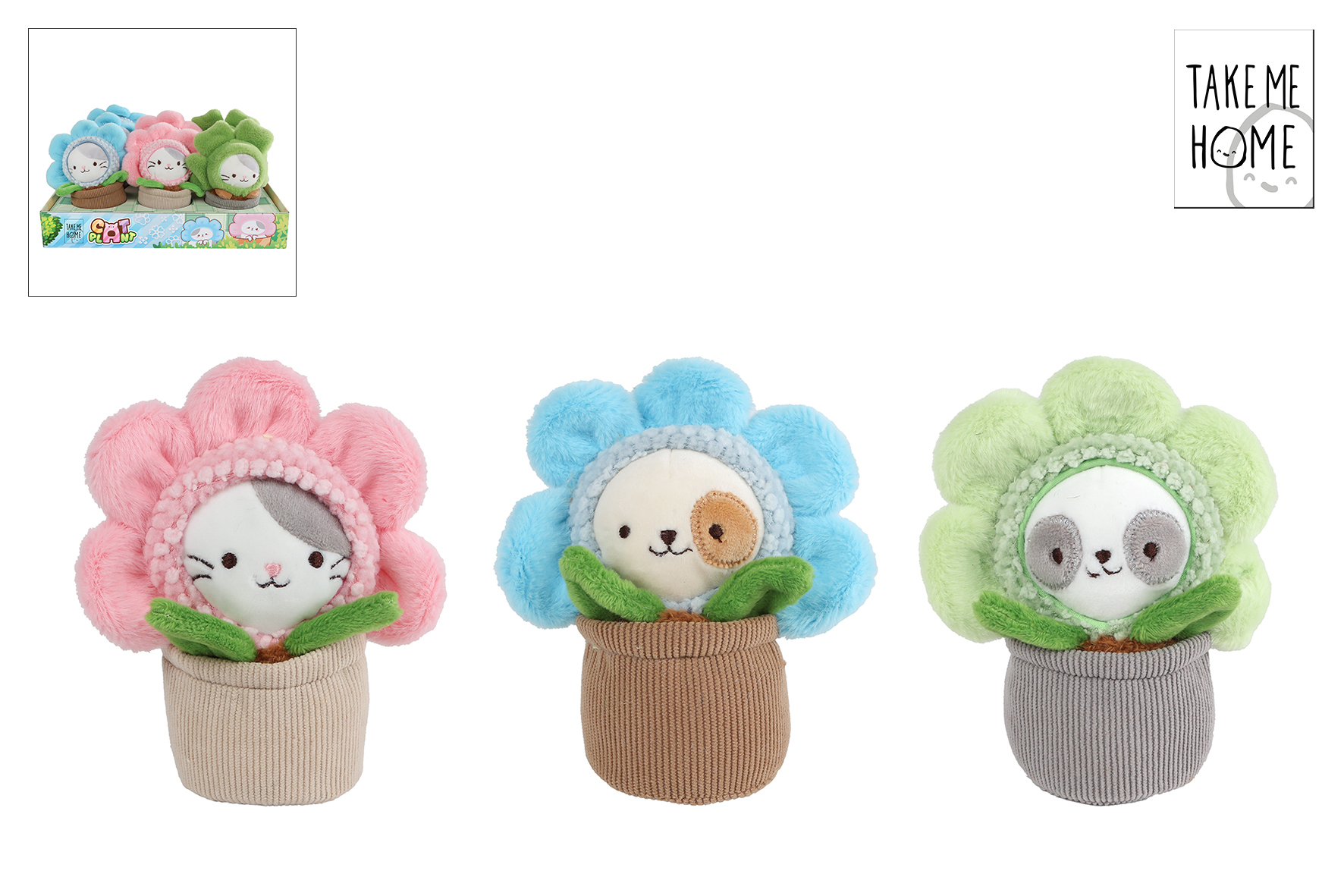 Take me home poes in pot pluche 3ass 16cm
