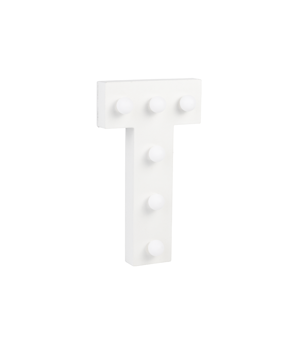 Letter T met licht hoogte 17 cm breedte 9,5 cm