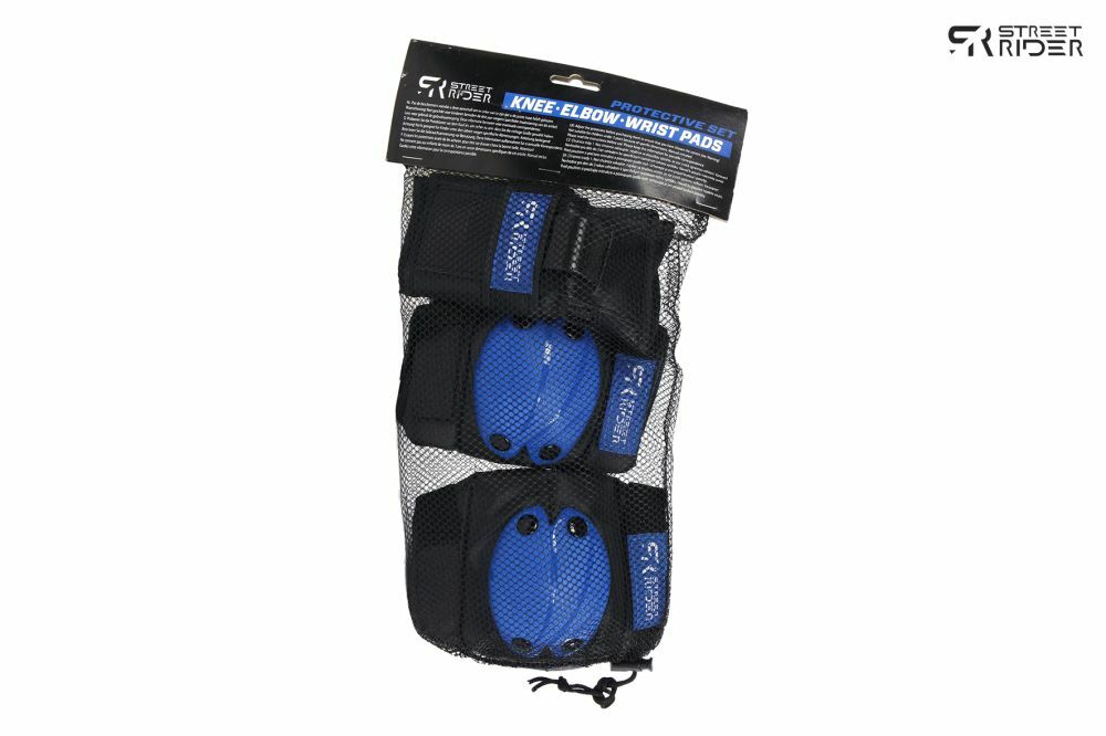 Street Rider skate beschermset 6 delig blauw/zwart small