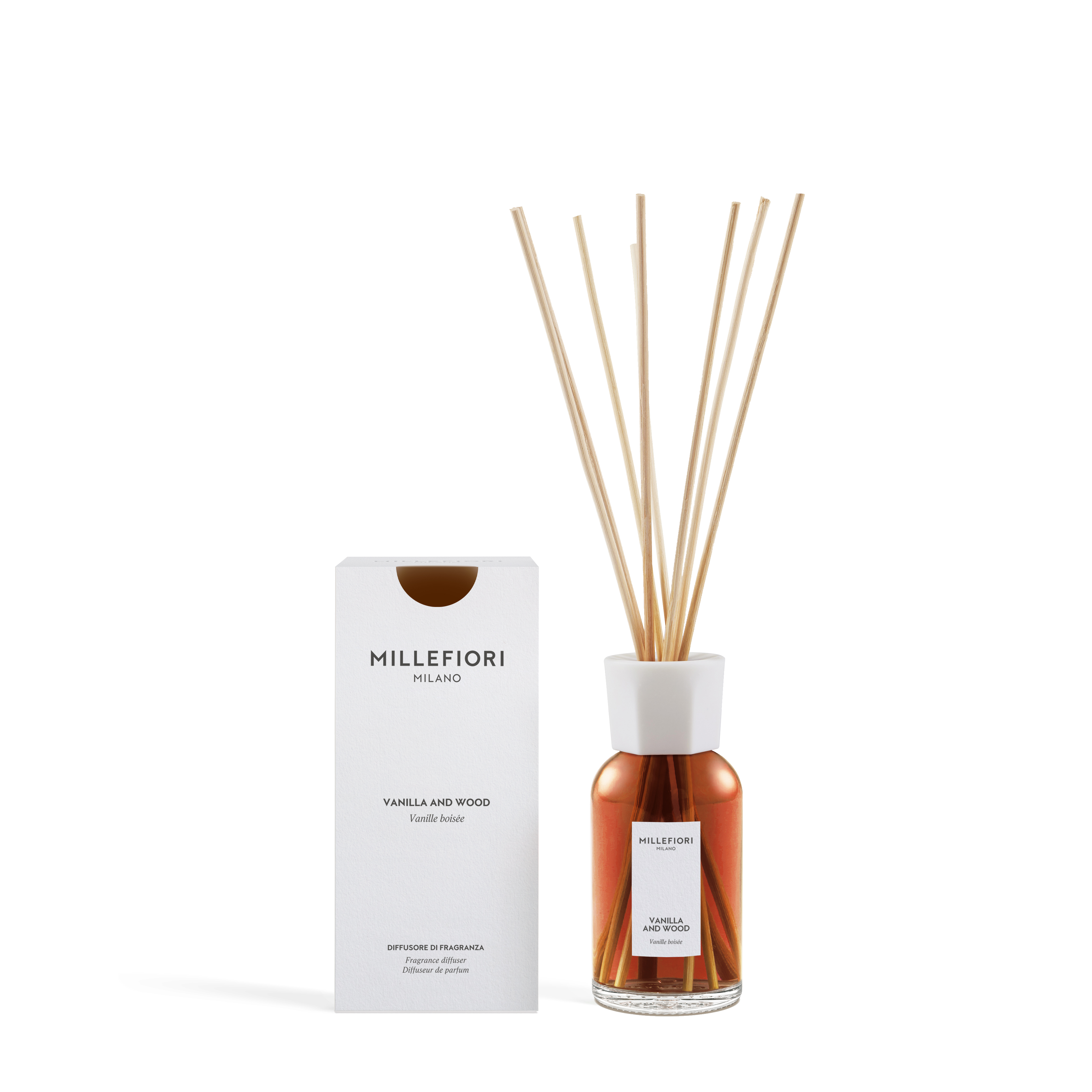 Millefiori Milano new reed diffuser 250 ml Vanilla & Wood