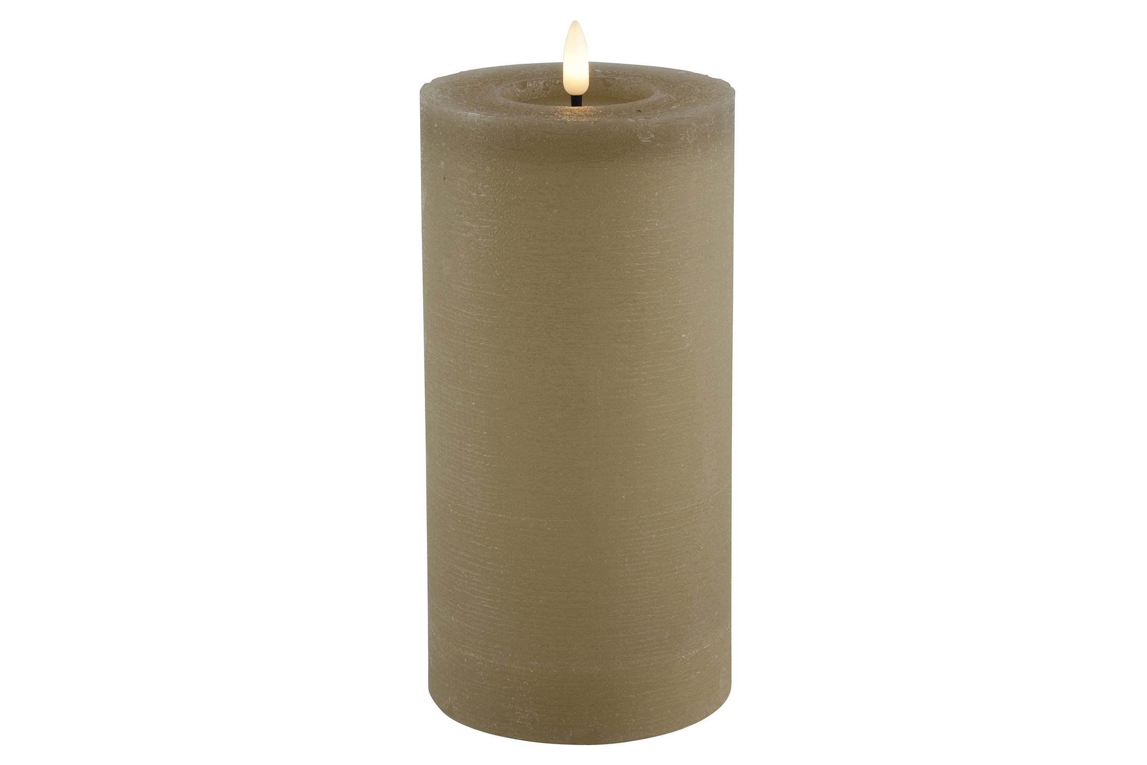 Stompkaars rustiek LED rond Lyon L beige hoogte 20 x 10 cm