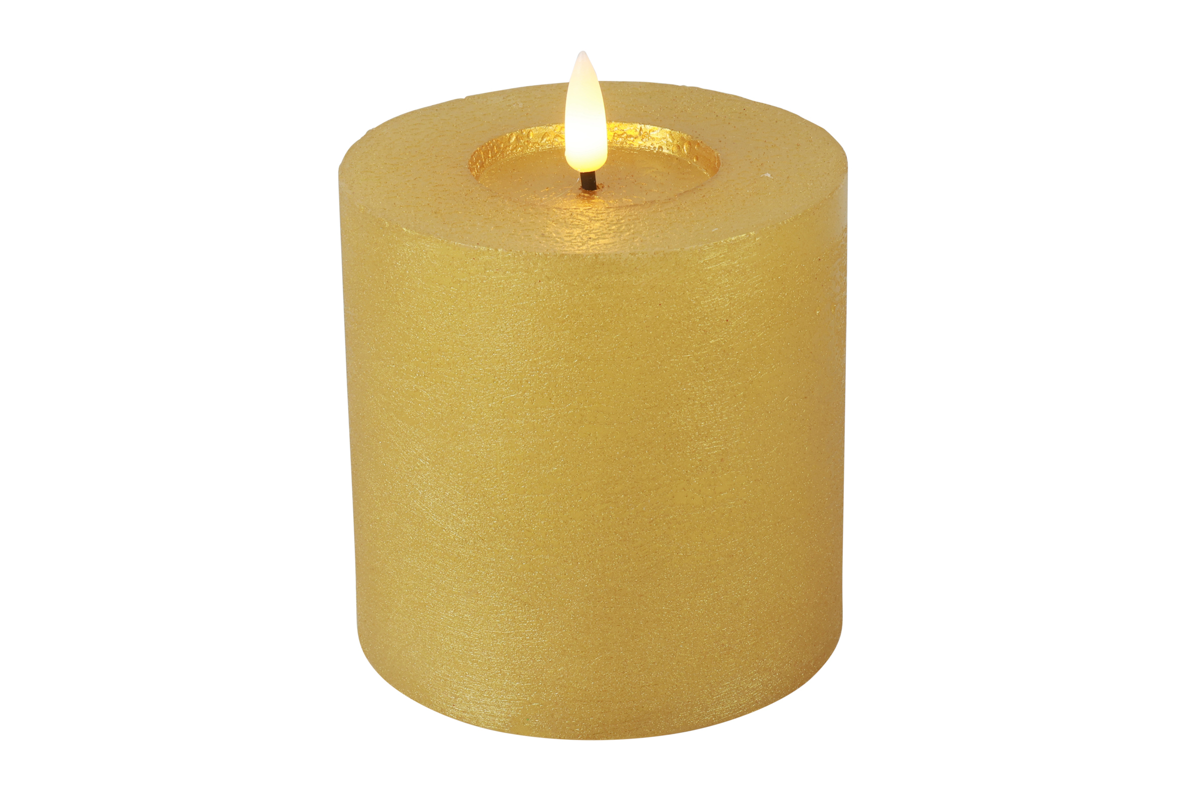 Stompkaars rustiek LED rond Lyon S goud hoogte 10 x 10 cm