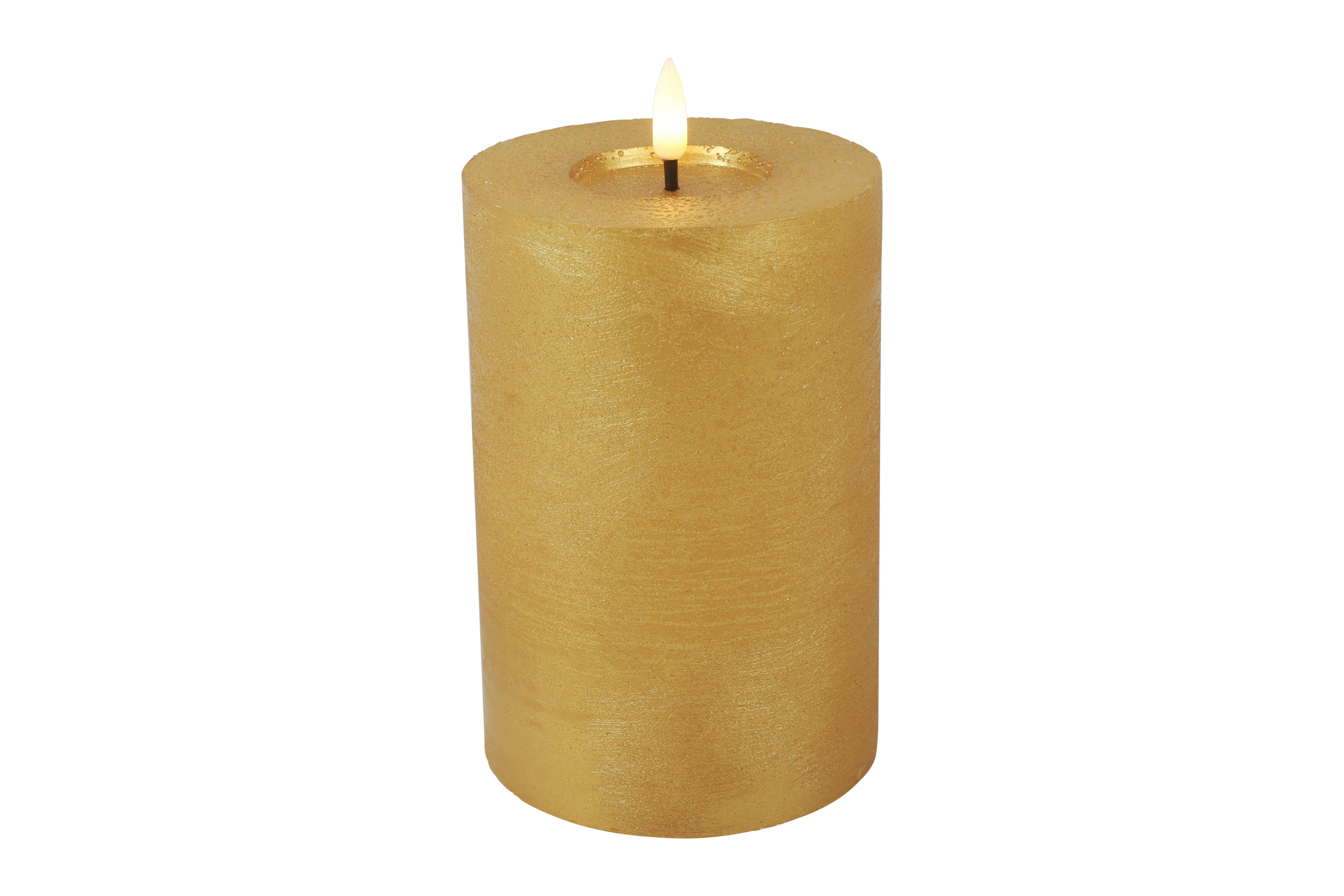 Stompkaars rustiek LED rond Lyon M goud hoogte 15 x 10 cm