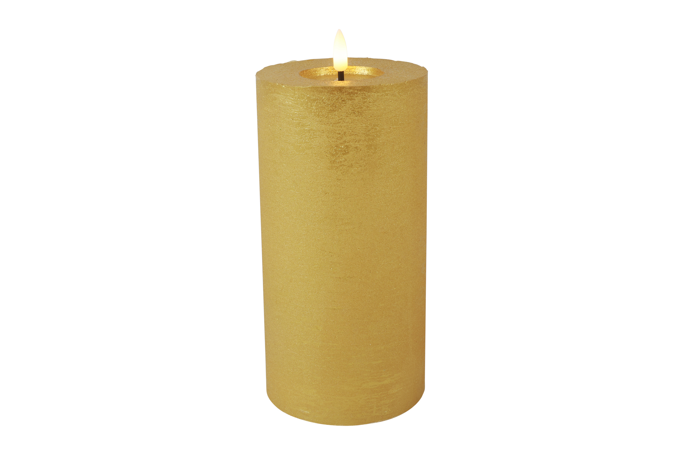 Stompkaars rustiek LED rond Lyon L goud- hoogte 20 x 10 cm