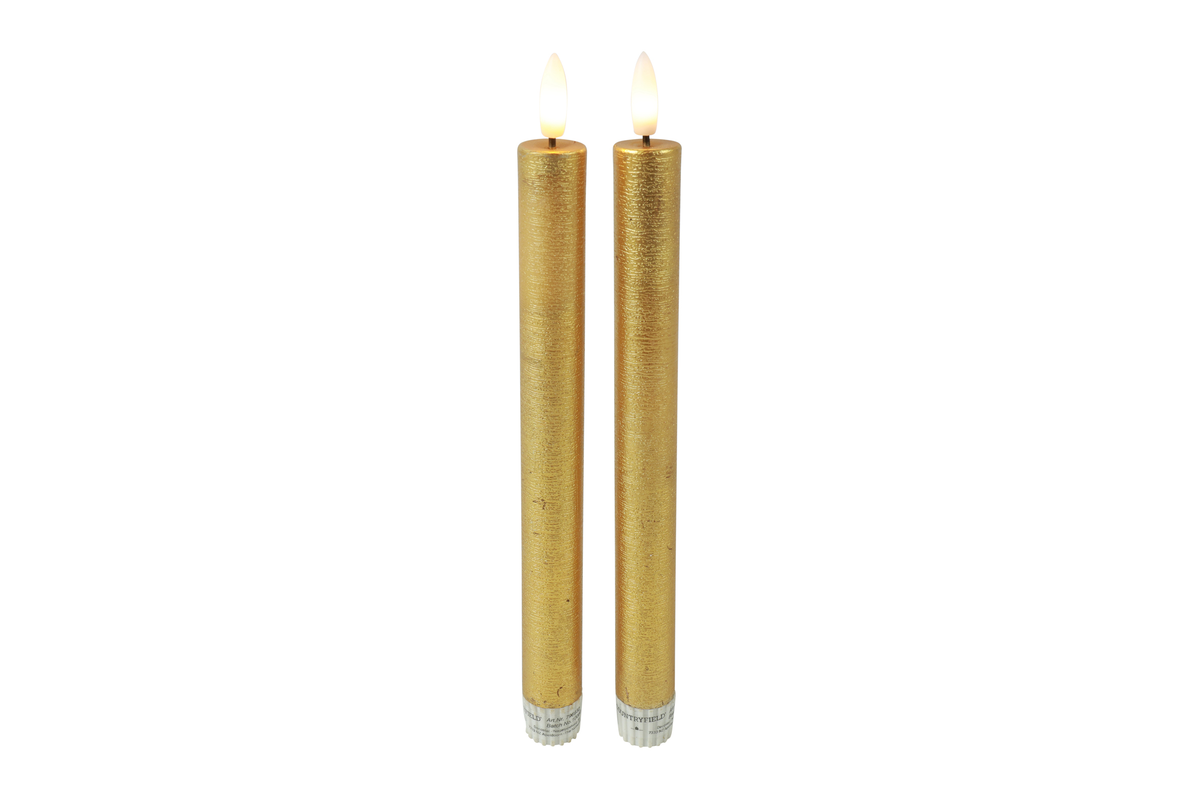 Dinerkaars rustiek LED rond Lyon L goud 2 stuks hoogte 24 x 2,2 cm
