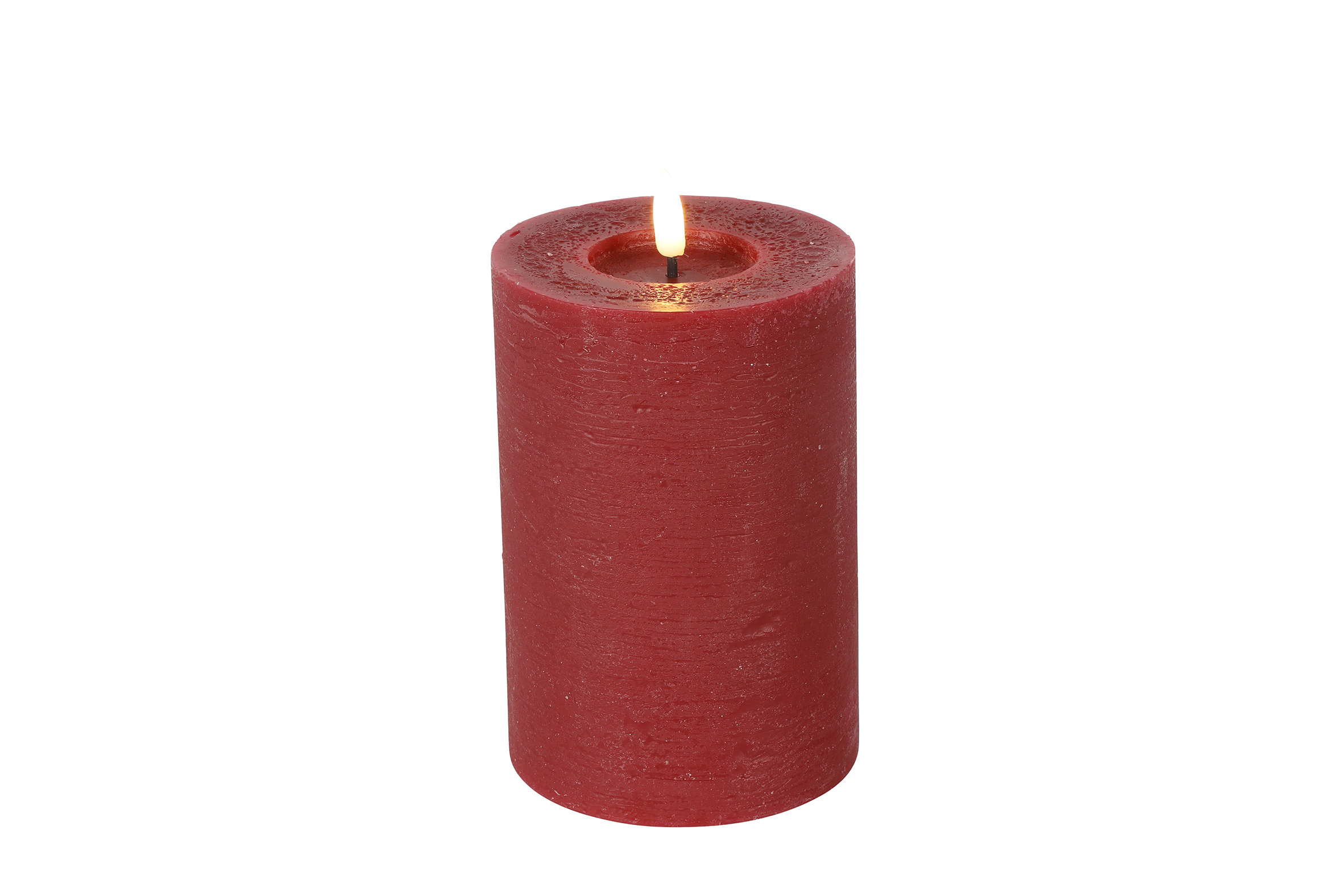 Stompkaars rustiek LED rond Lyon M rood hoogte 15 x 10 cm