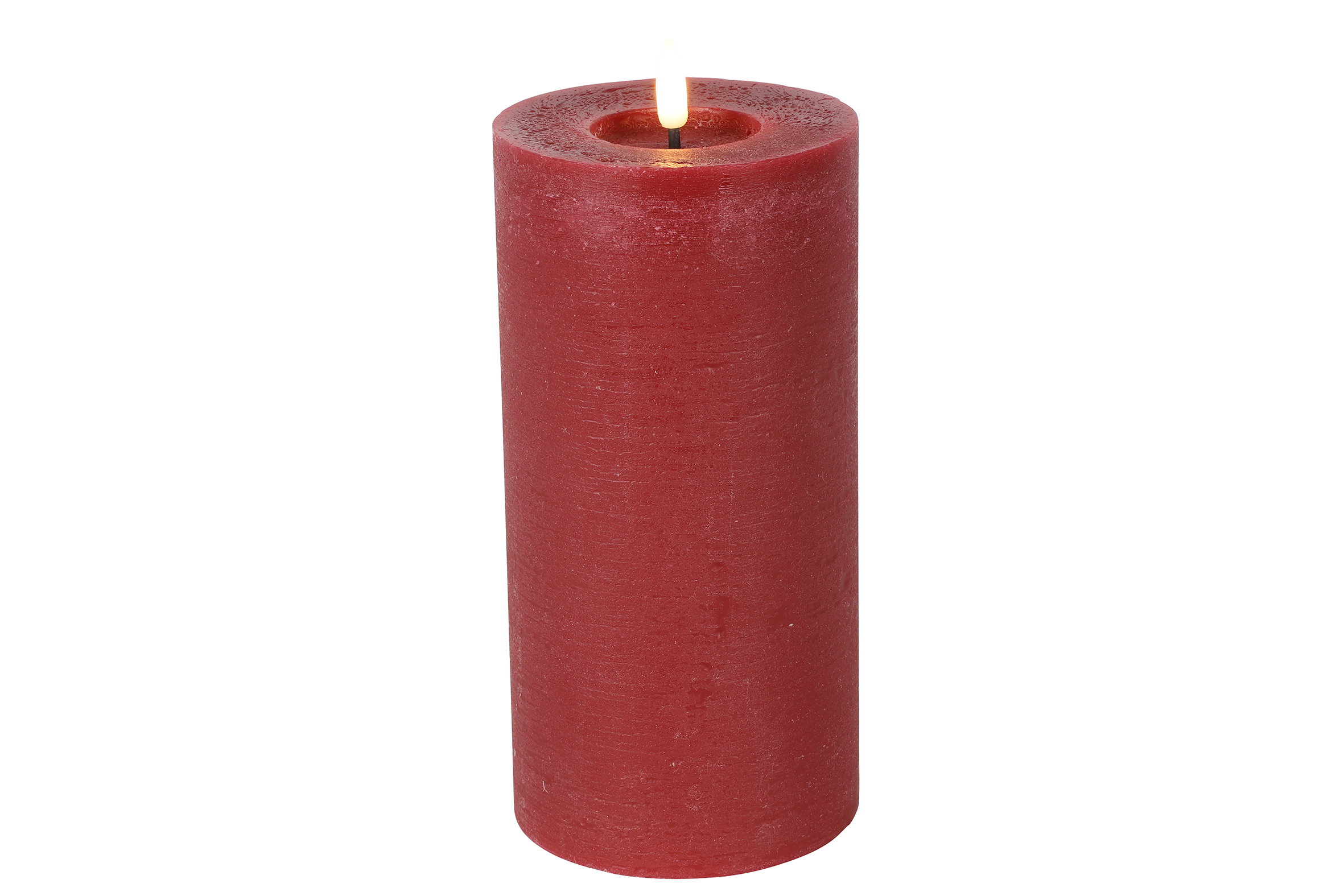 Stompkaars rustiek LED rond Lyon L rood hoogte 20 x 10 cm