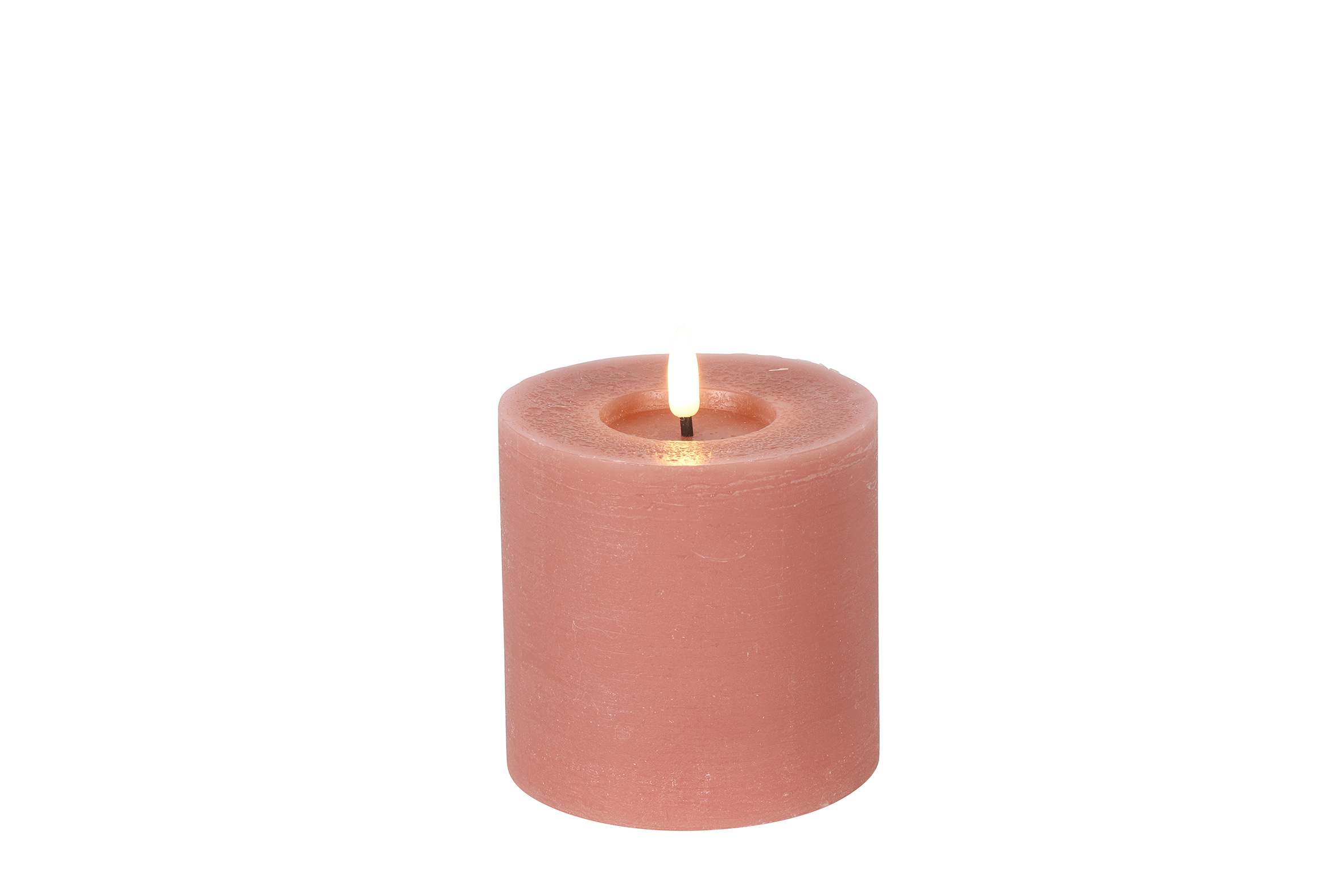 Stompkaars rustiek LED rond Lyon S roze hoogte 10 x 10 cm